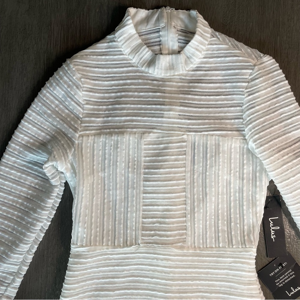 NWT Lulu’s For Always White Ruffled Long Sleeve Mini Dress XS - Picture 6 of 16